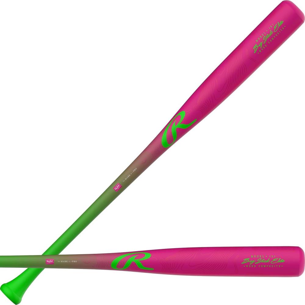 imageRawlings  Big Stick Elite Youth Wood Composite Baseball Bat  MapleBamboo Composite Design  Multiple ColorsPink  Green  151Y