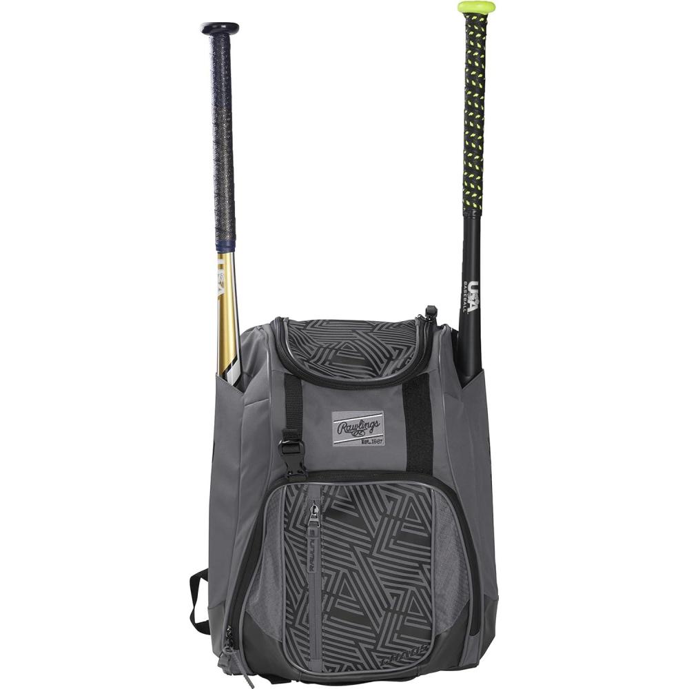 imageRawlings  CHAOS Backpack Bag Series  TBall ampamp Youth  Baseball ampamp Fastpitch Softball  Multiple ColorsGraphite
