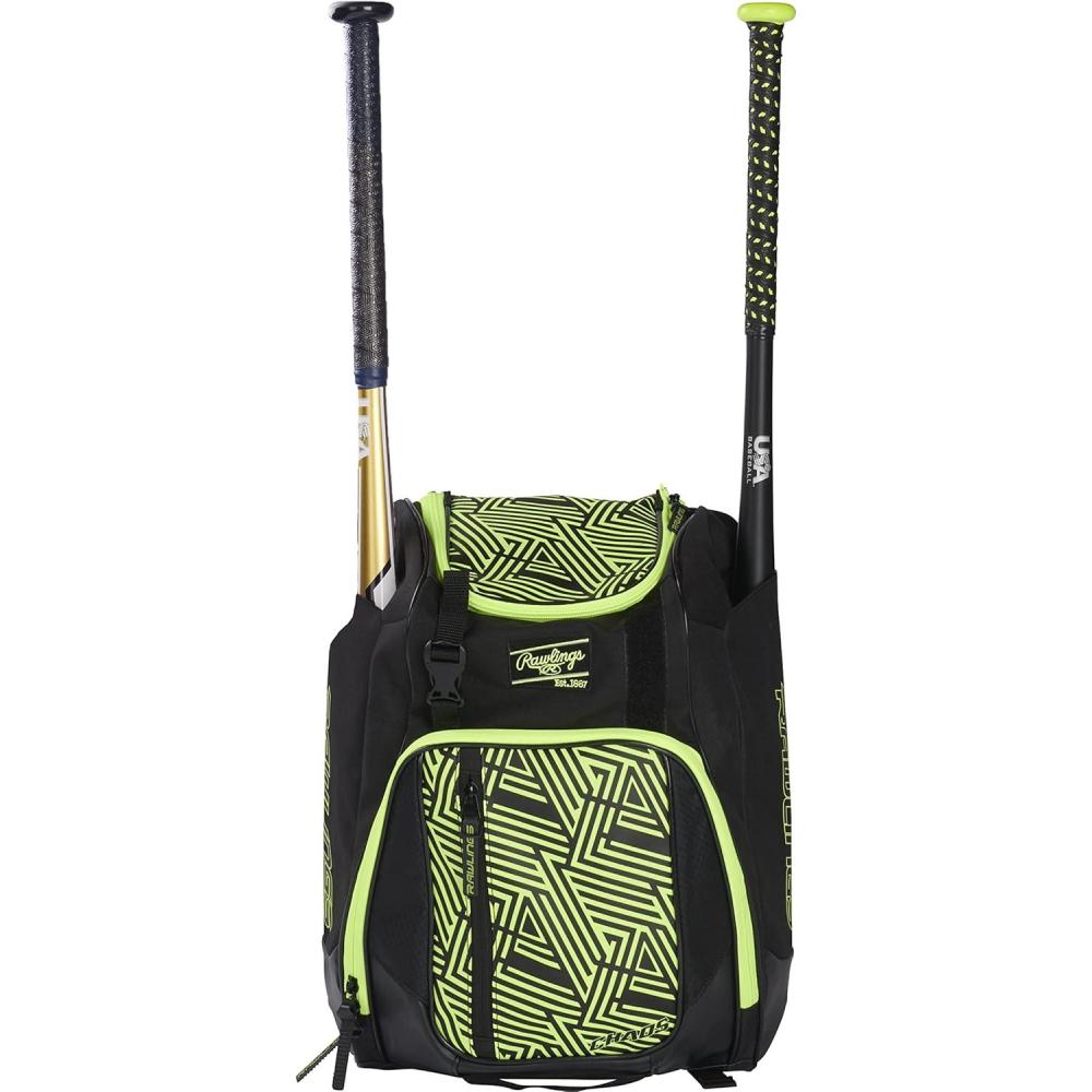 imageRawlings  CHAOS Backpack Bag Series  TBall ampamp Youth  Baseball ampamp Fastpitch Softball  Multiple ColorsOptic Yellow