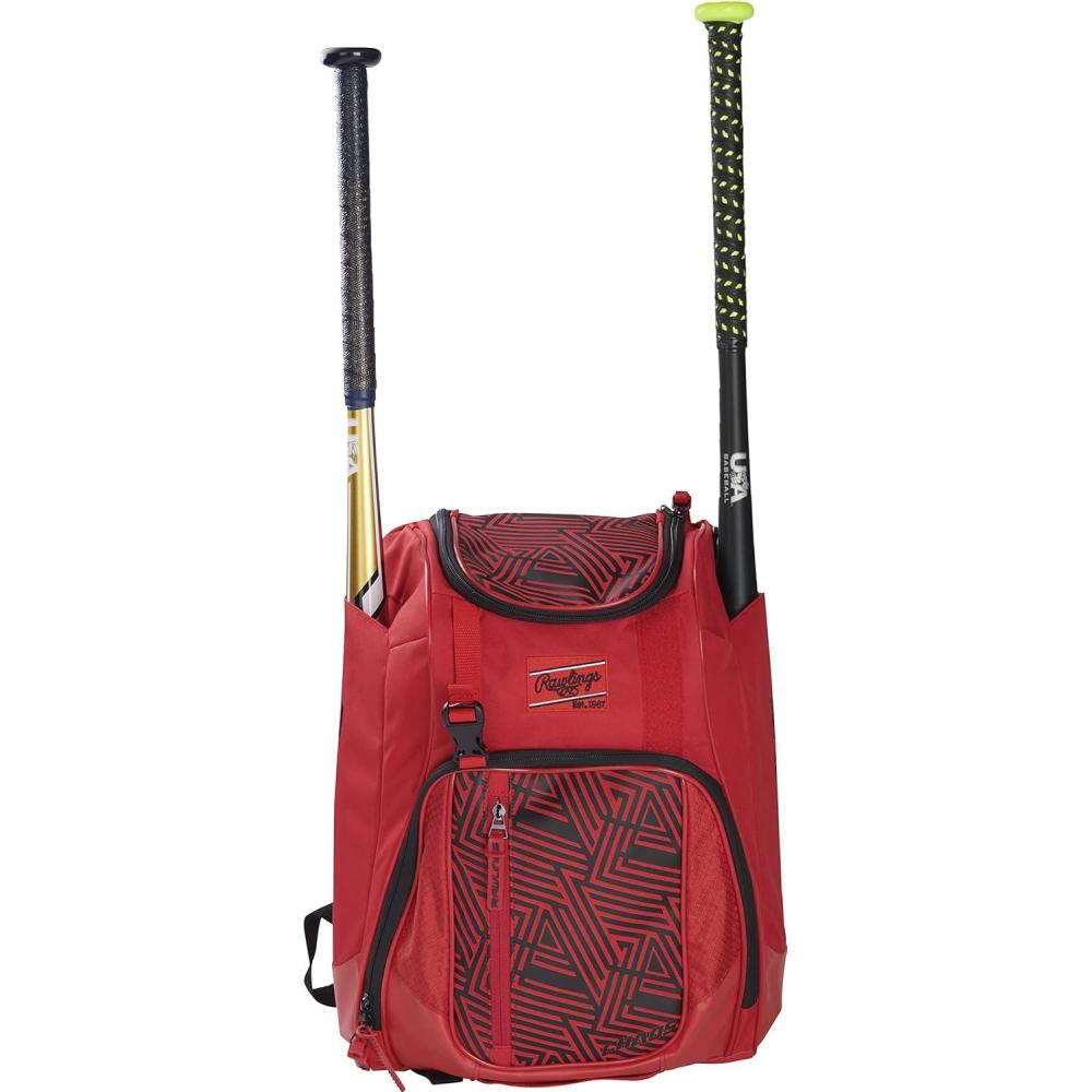 imageRawlings  CHAOS Backpack Bag Series  TBall ampamp Youth  Baseball ampamp Fastpitch Softball  Multiple ColorsScarletBlack