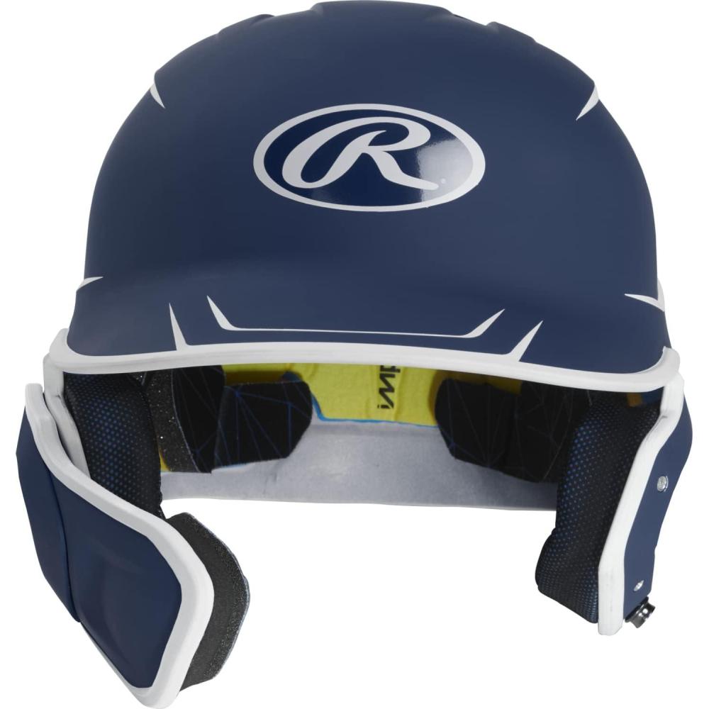 imageRawlings  MACH EXTENSION Batting Helmet with Jaw Guard Included  RightHand Batter ampamp LeftHand Batter Options  Junior ampamp Senior Sizes  Multiple ColorsMatte NavyMatte White