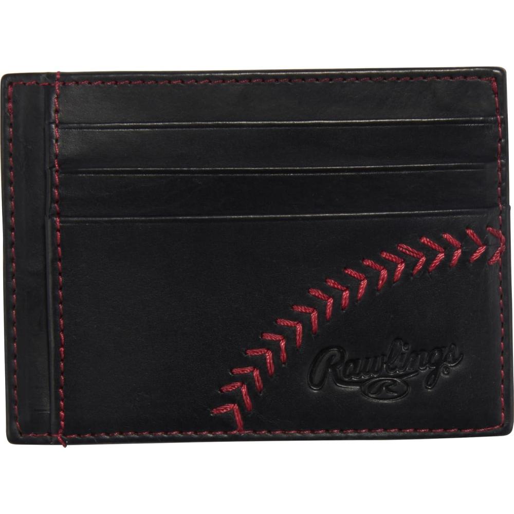 imageRawlings  Mens Front Pocket Wallet CollectionBlack  Cash Pocket  Baseball Stitch
