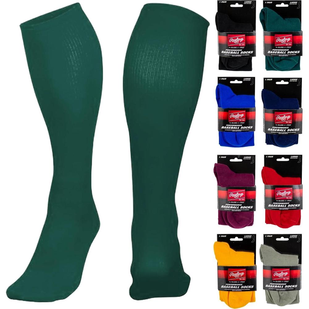 imageRawlings  Performance Baseball Socks  1 Pair  Multiple Sizes ampamp ColorsDark Green