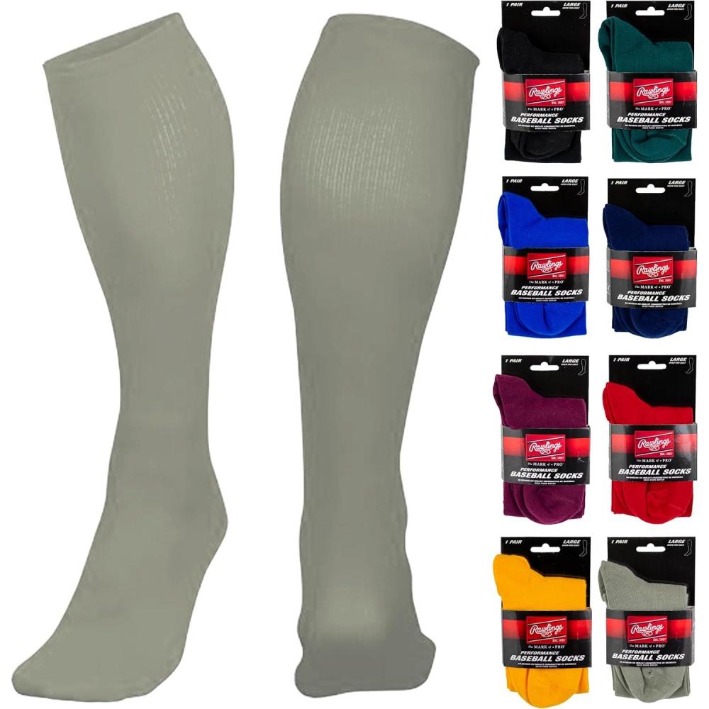 imageRawlings  Performance Baseball Socks  1 Pair  Multiple Sizes ampamp ColorsGrey