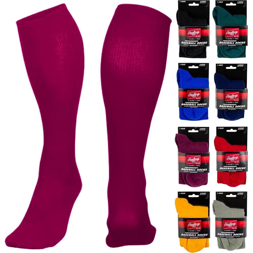 imageRawlings  Performance Baseball Socks  1 Pair  Multiple Sizes ampamp ColorsMaroon