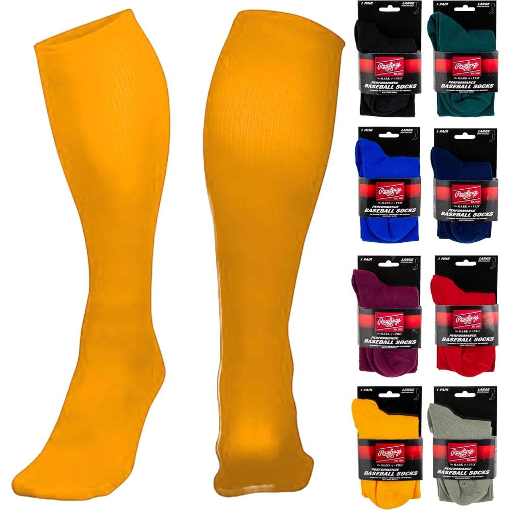 imageRawlings  Performance Baseball Socks  1 Pair  Multiple Sizes ampamp ColorsOptic Yellow
