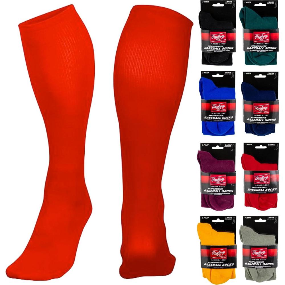 imageRawlings  Performance Baseball Socks  1 Pair  Multiple Sizes ampamp ColorsRed