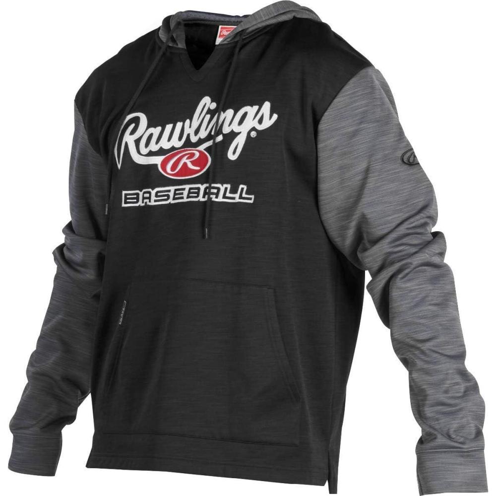 imageRawlings Adult 2Tone LongSleeve Fleece quotRawlings Baseballquot Performance HoodieBlackGrey