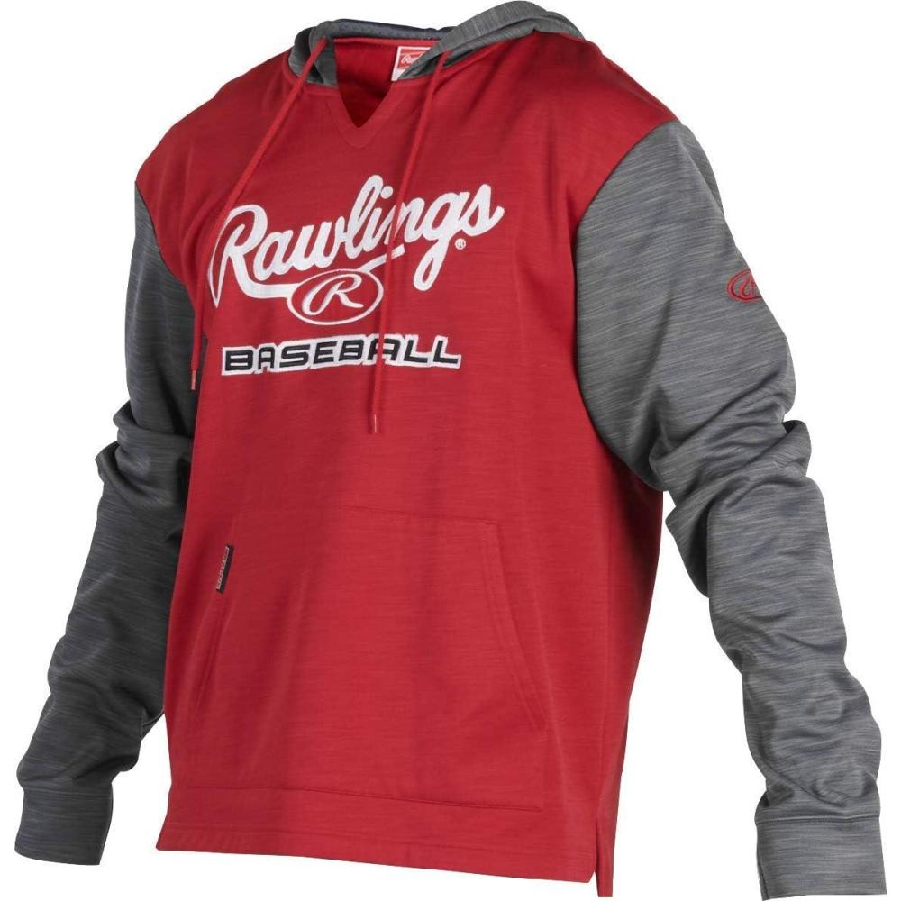 imageRawlings Adult 2Tone LongSleeve Fleece quotRawlings Baseballquot Performance HoodieScarlet RedGrey