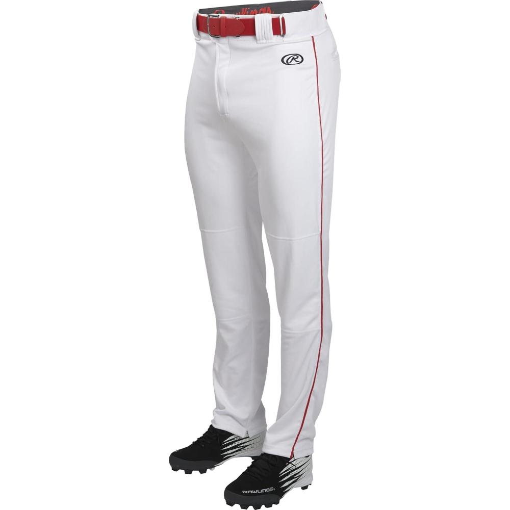imageRawlings Launch Series Full Length Baseball Pants  Piped  Youth SizesWhiteRed