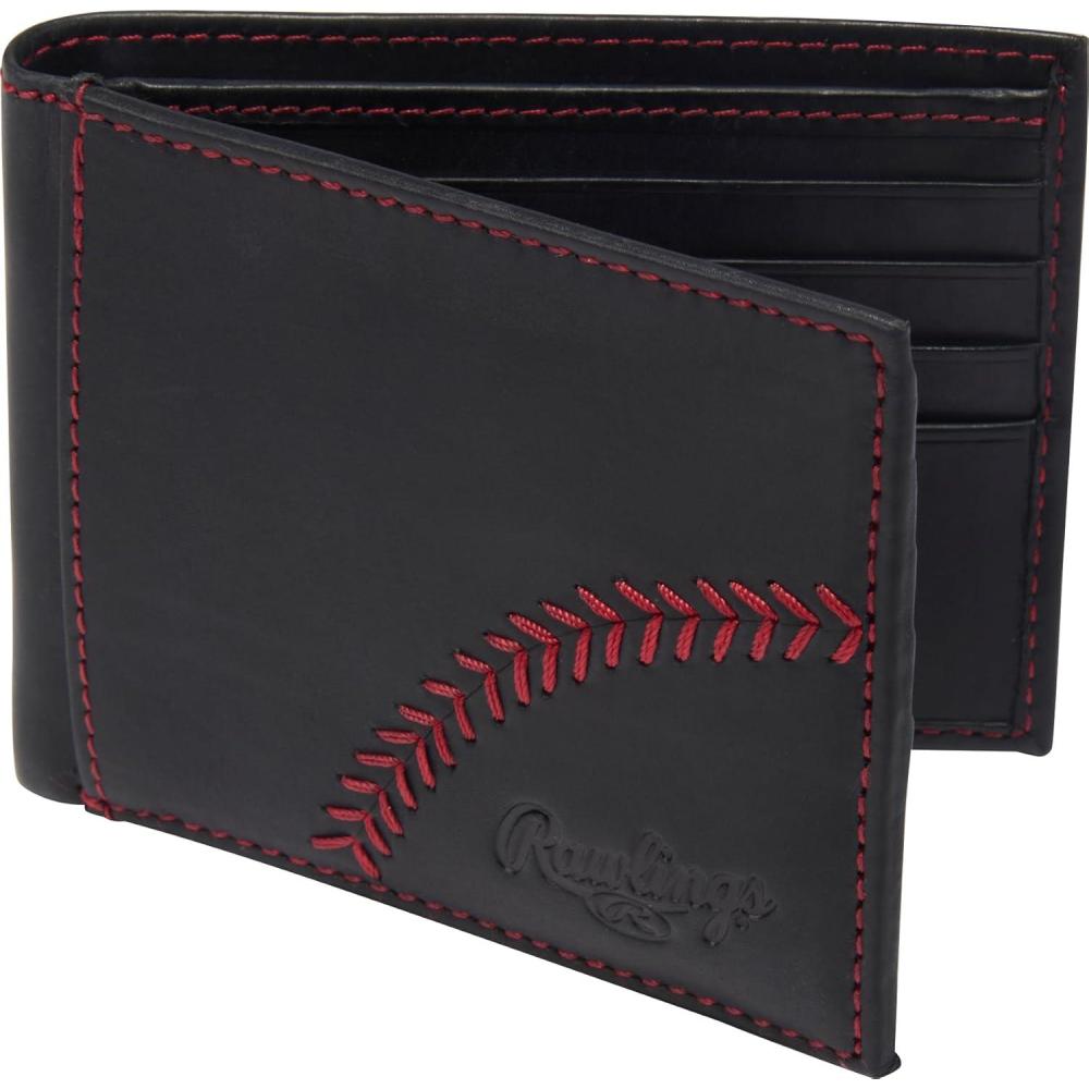 imageRawlings Mens Bifold Wallet CollectionBlack  Baseball Seam Stitch