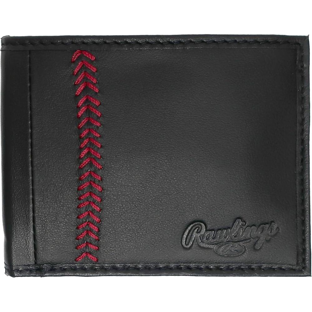 imageRawlings Mens Bifold Wallet CollectionBlack  Baseball Stitch