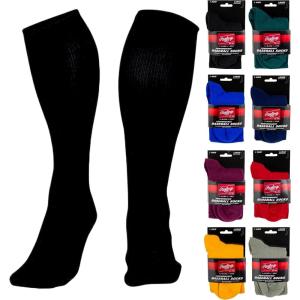 Rawlings | Performance Baseball Socks | 1 Pair | Multiple Sizes & Colors(Black)
