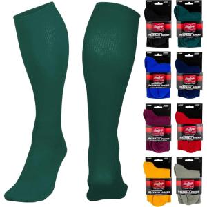 Rawlings | Performance Baseball Socks | 1 Pair | Multiple Sizes & Colors(Dark Green)