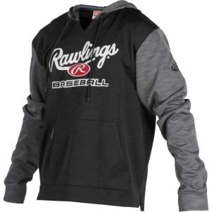 Rawlings Adult 2-Tone Long-Sleeve Fleece “Rawlings Baseball” Performance Hoodie(Black/Grey)