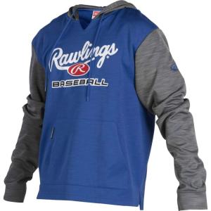 Rawlings Adult 2-Tone Long-Sleeve Fleece “Rawlings Baseball” Performance Hoodie(Royal Blue/Grey)