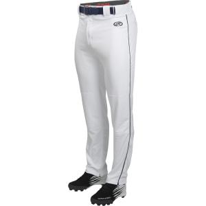 Rawlings Launch Series Full Length Baseball Pants | Piped | Youth Sizes(White/Navy)