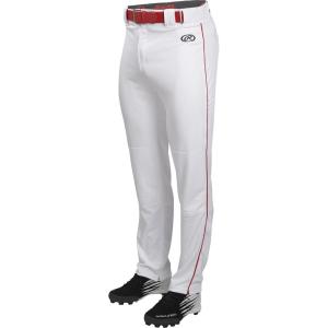 Rawlings Launch Series Full Length Baseball Pants | Piped | Youth Sizes(White/Red)