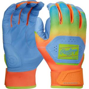Rawlings Workhorse Baseball Batting Gloves | Youth Sizes | Multiple Colors(Columbia Blue / Orange)