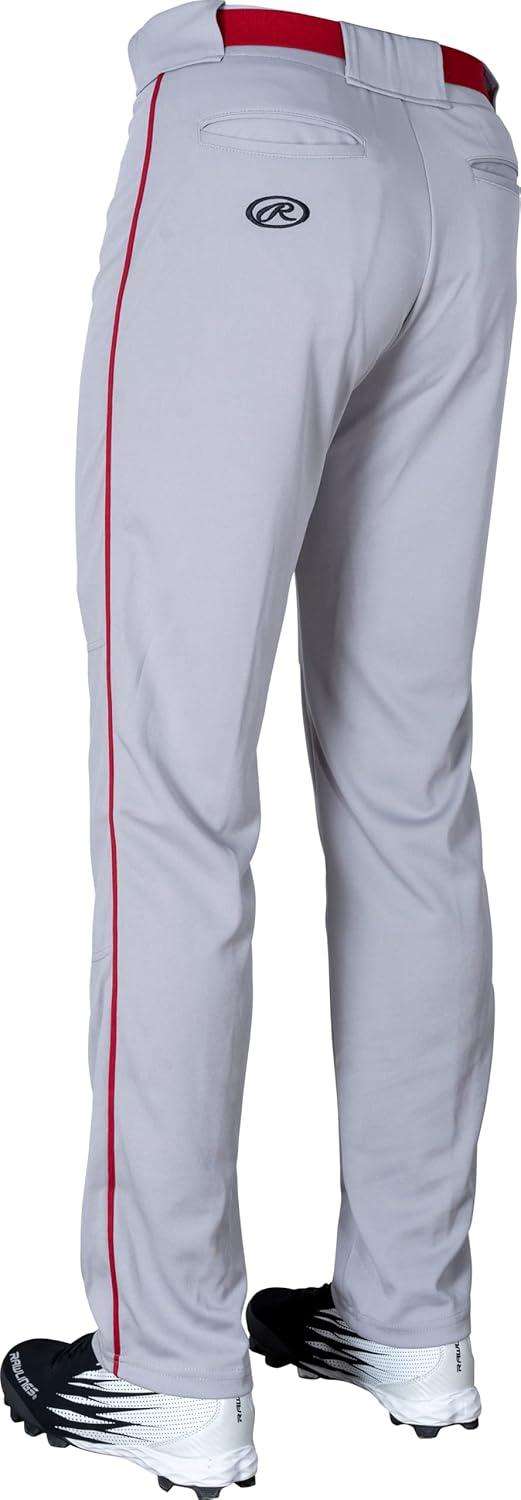 imageRawlings  Mens SemiRelaxed Full Length Baseball Pants  Piped  Adult Sizes  Multiple ColorsGreyScarlet