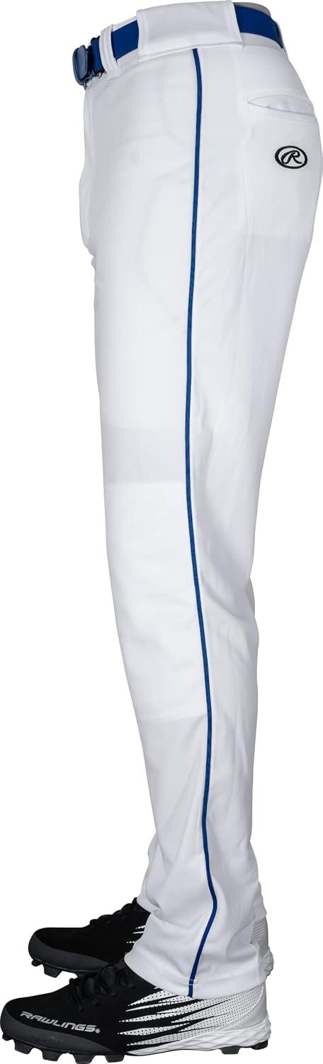 imageRawlings  Mens SemiRelaxed Full Length Baseball Pants  Piped  Adult Sizes  Multiple ColorsWhiteRoyal