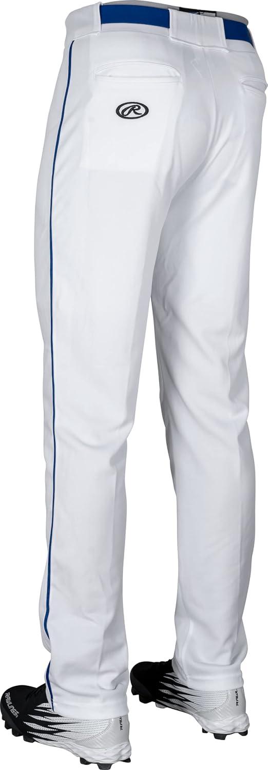 imageRawlings  Mens SemiRelaxed Full Length Baseball Pants  Piped  Adult Sizes  Multiple ColorsWhiteRoyal