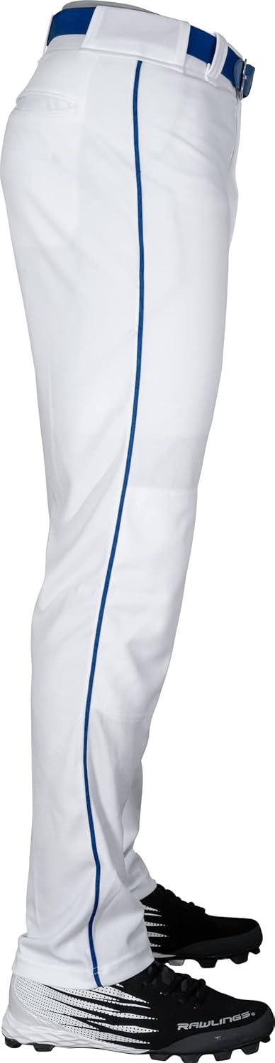 imageRawlings  Mens SemiRelaxed Full Length Baseball Pants  Piped  Adult Sizes  Multiple ColorsWhiteRoyal