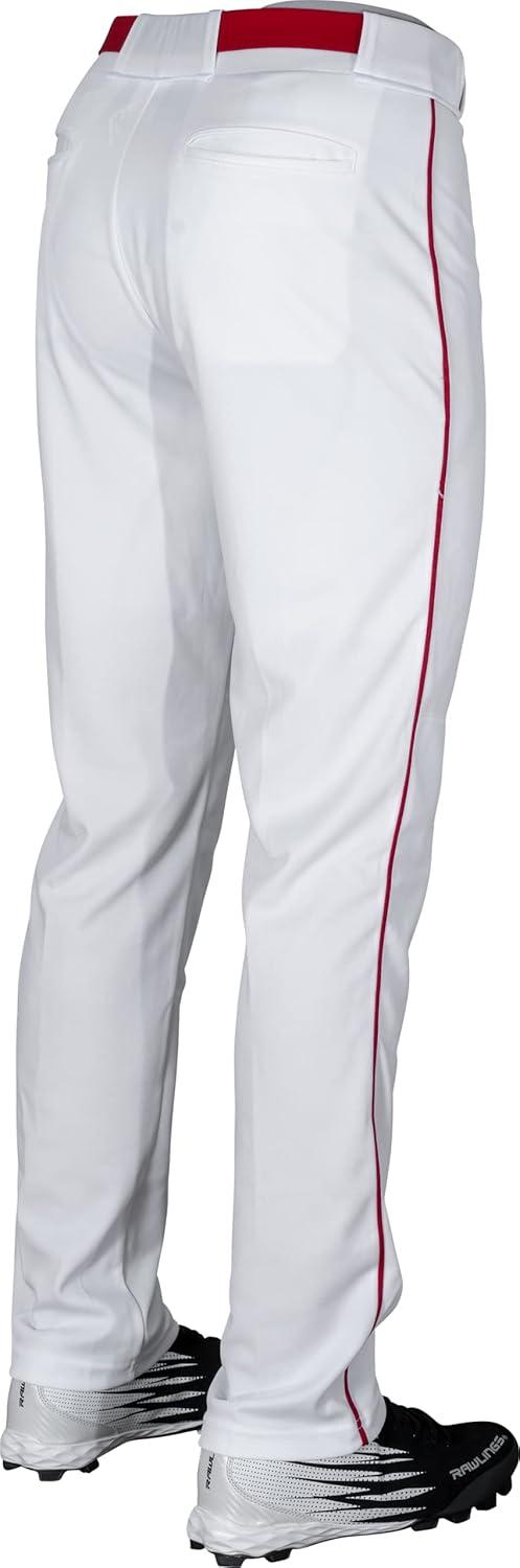 imageRawlings  Mens SemiRelaxed Full Length Baseball Pants  Piped  Adult Sizes  Multiple ColorsWhiteScarlet
