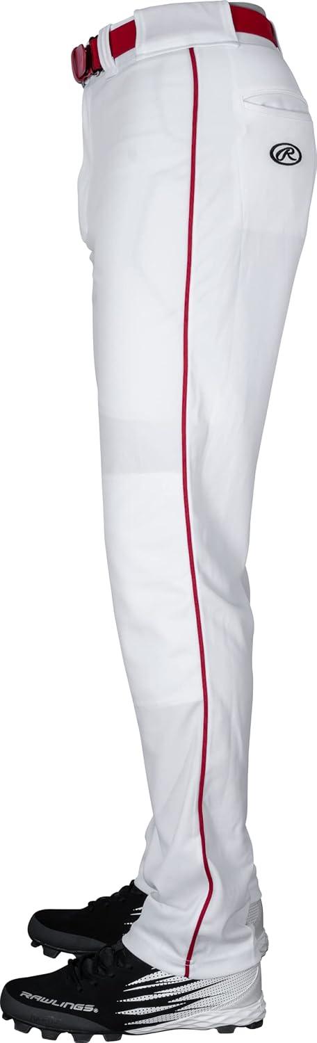 imageRawlings  Mens SemiRelaxed Full Length Baseball Pants  Piped  Adult Sizes  Multiple ColorsWhiteScarlet