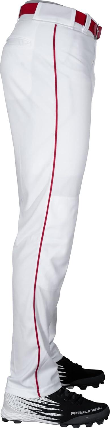 imageRawlings  Mens SemiRelaxed Full Length Baseball Pants  Piped  Adult Sizes  Multiple ColorsWhiteScarlet