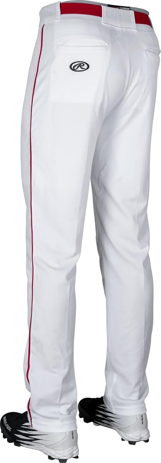 imageRawlings  Mens SemiRelaxed Full Length Baseball Pants  Piped  Adult Sizes  Multiple ColorsWhiteScarlet