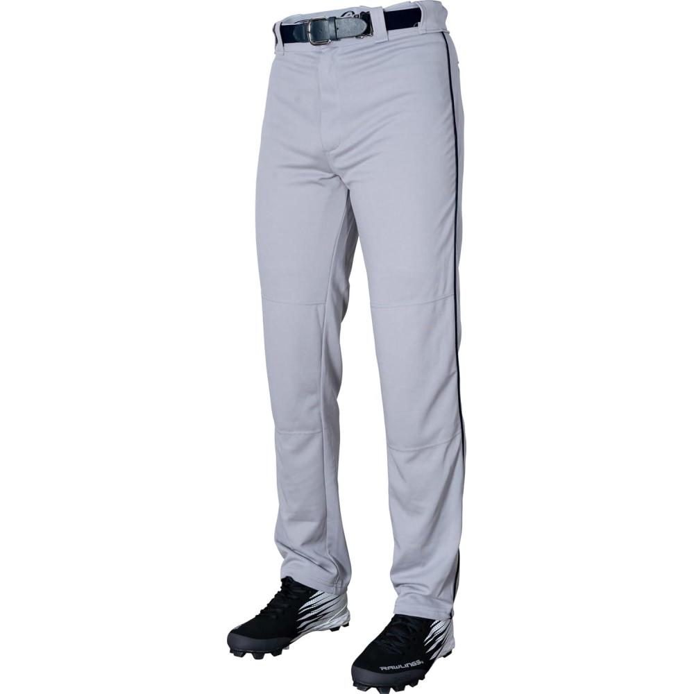 imageRawlings  Mens SemiRelaxed Full Length Baseball Pants  Piped  Adult Sizes  Multiple ColorsGreyNavy