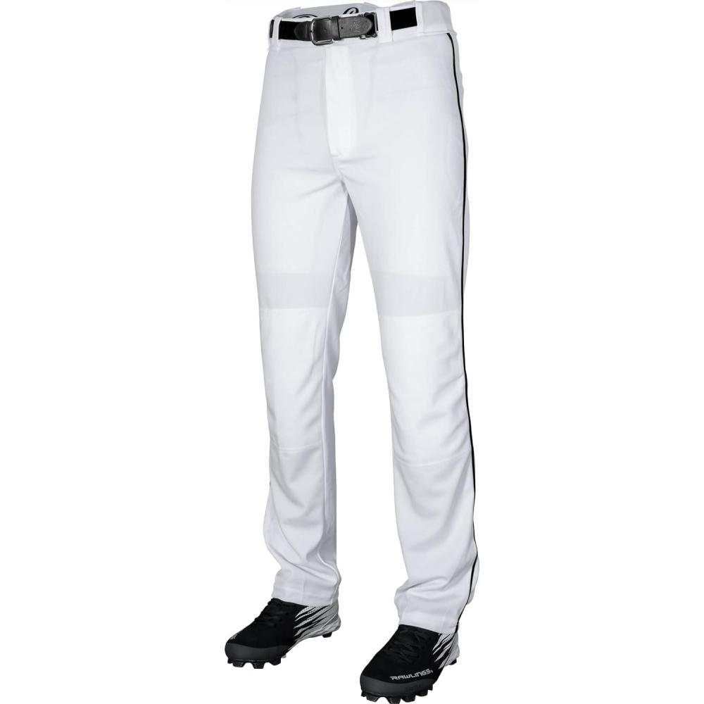 imageRawlings  Mens SemiRelaxed Full Length Baseball Pants  Piped  Adult Sizes  Multiple ColorsWhiteBlack
