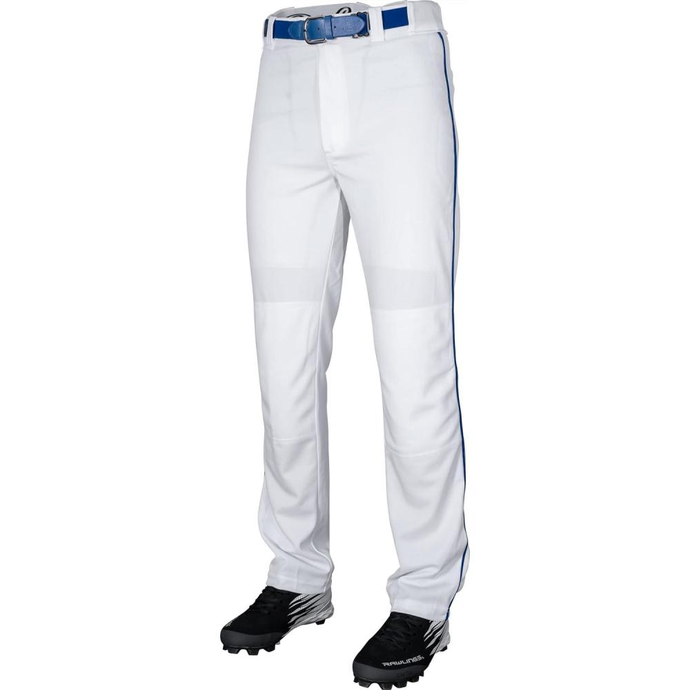 imageRawlings  Mens SemiRelaxed Full Length Baseball Pants  Piped  Adult Sizes  Multiple ColorsWhiteRoyal