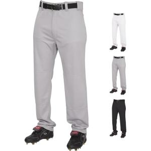 Rawlings | Men’s Semi-Relaxed Full Length Baseball Pants | Piped | Adult Sizes | Multiple Colors(Grey)