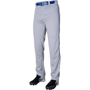 Rawlings | Men’s Semi-Relaxed Full Length Baseball Pants | Piped | Adult Sizes | Multiple Colors(Grey/Royal)