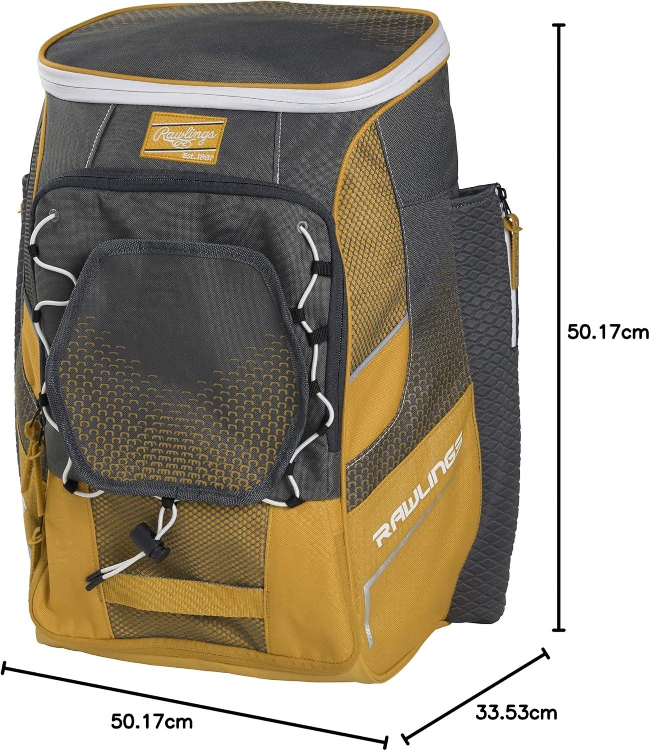 imageRawlings IMPULSE Backpack Equipment Bag BaseballSoftball Multiple StylesLight Gold