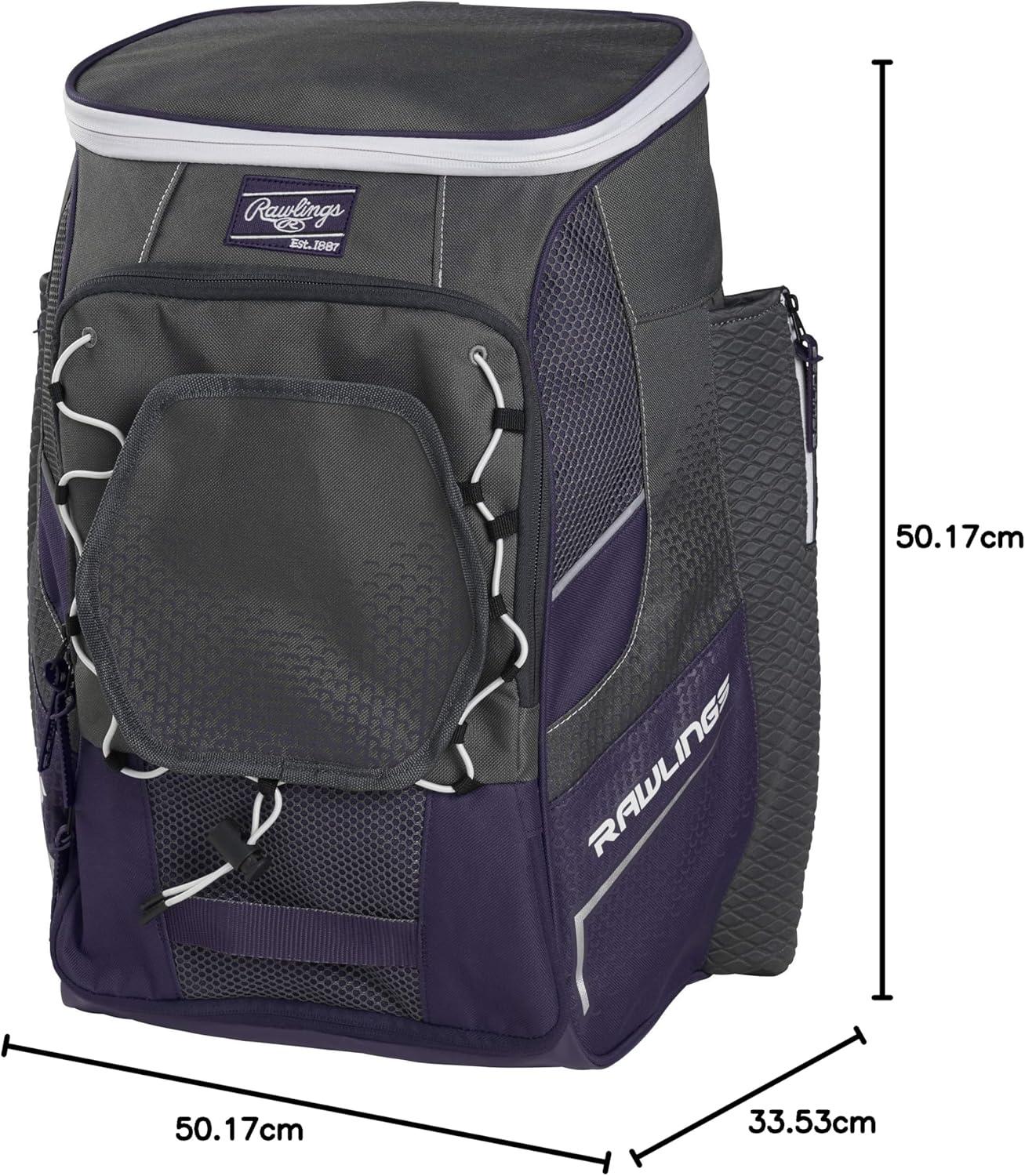 imageRawlings IMPULSE Backpack Equipment Bag BaseballSoftball Multiple StylesPurple