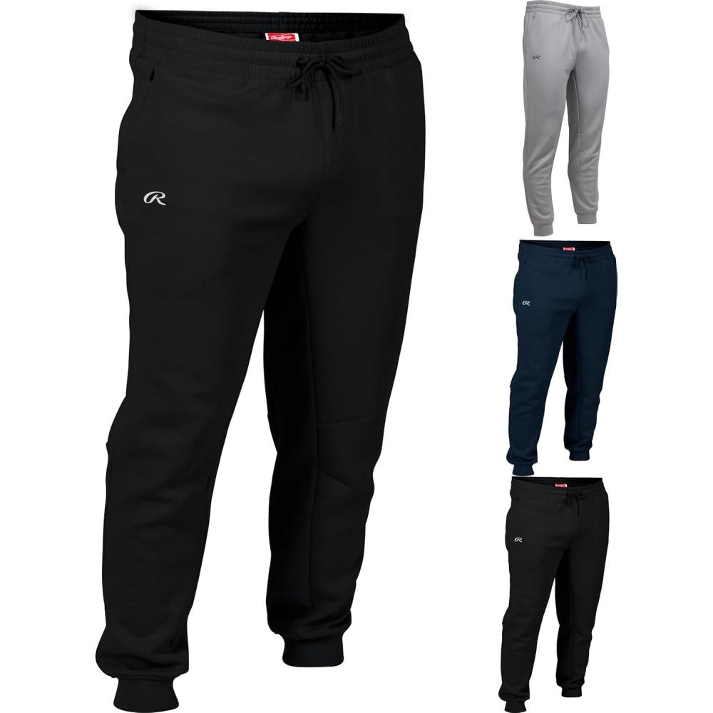 imageRawlings Mens Fleece Training Jogger Pants Multiple Sizes ampamp ColorsBlack