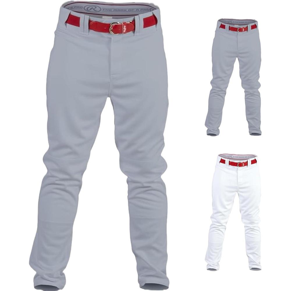 image:imageRawlings PRO 150 Series Baseball Pants Full Length SemiRelaxed Fit Youth Sizes Solid Multiple ColorsGrey
