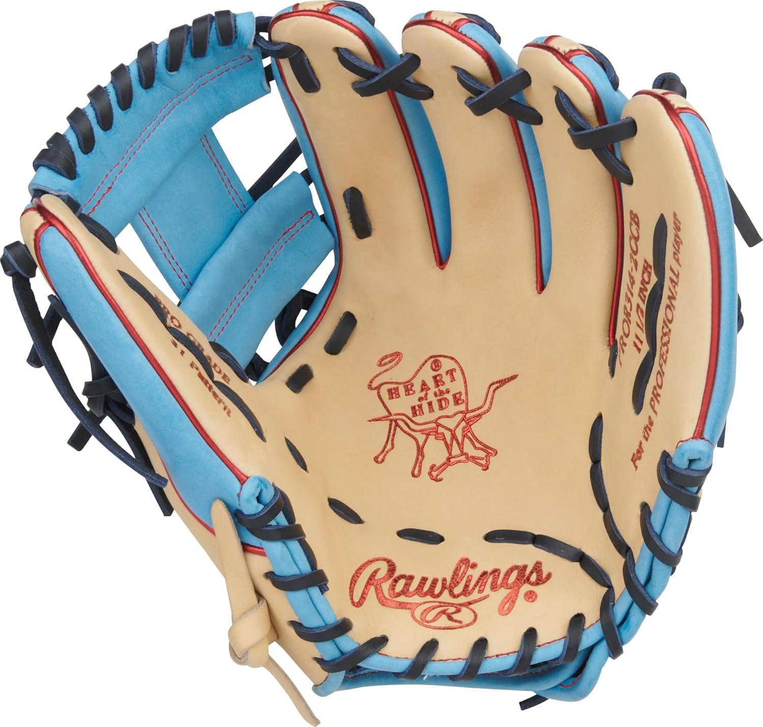 image:imageRawlings Heart of The Hide Baseball Glove Traditional Breakin Sizes 1125 1275 Multiple StylesCamel Columbia Blue Pro I Web