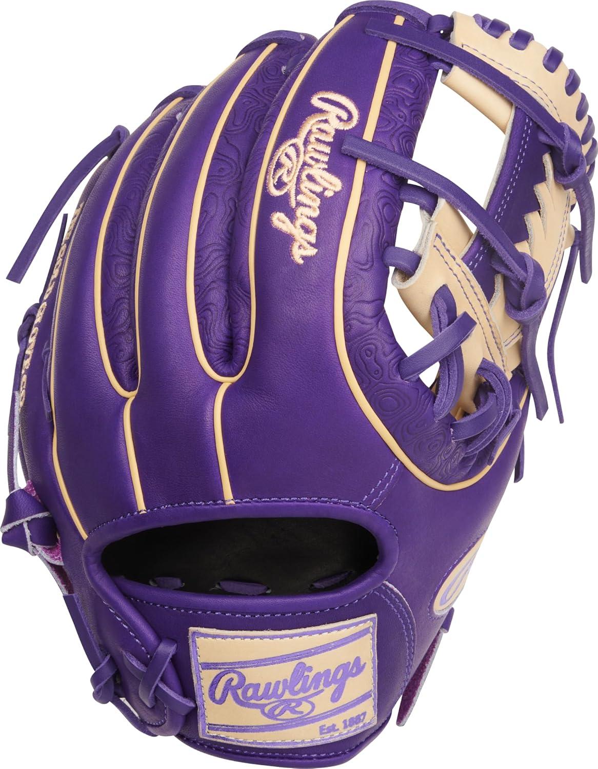 image:imageRawlings Heart of The Hide Baseball Glove Traditional Breakin Sizes 1125 1275 Multiple StylesCamel Purple Weave I Web