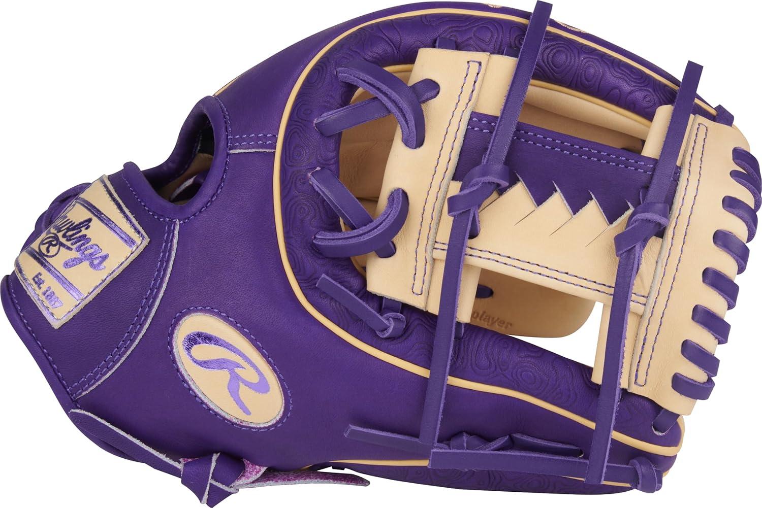 image:imageRawlings Heart of The Hide Baseball Glove Traditional Breakin Sizes 1125 1275 Multiple StylesCamel Purple Weave I Web