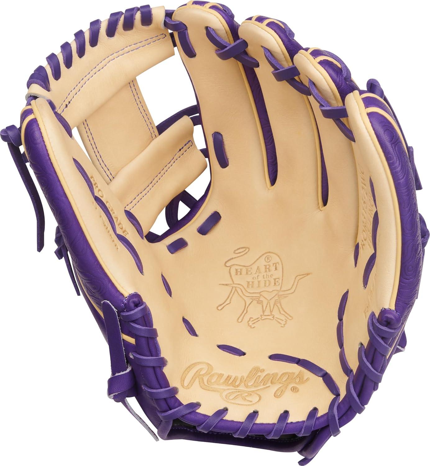 image:imageRawlings Heart of The Hide Baseball Glove Traditional Breakin Sizes 1125 1275 Multiple StylesCamel Purple Weave I Web