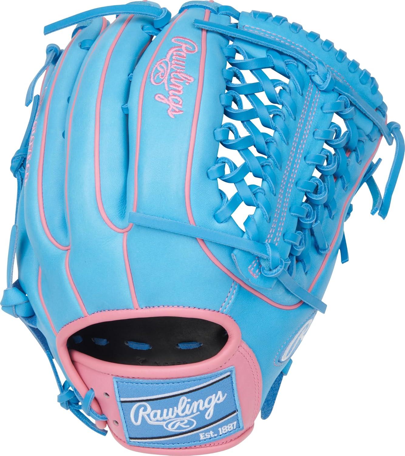 image:imageRawlings Heart of The Hide Baseball Glove Traditional Breakin Sizes 1125 1275 Multiple StylesColumbia Blue Pink Modified TrapEze Web