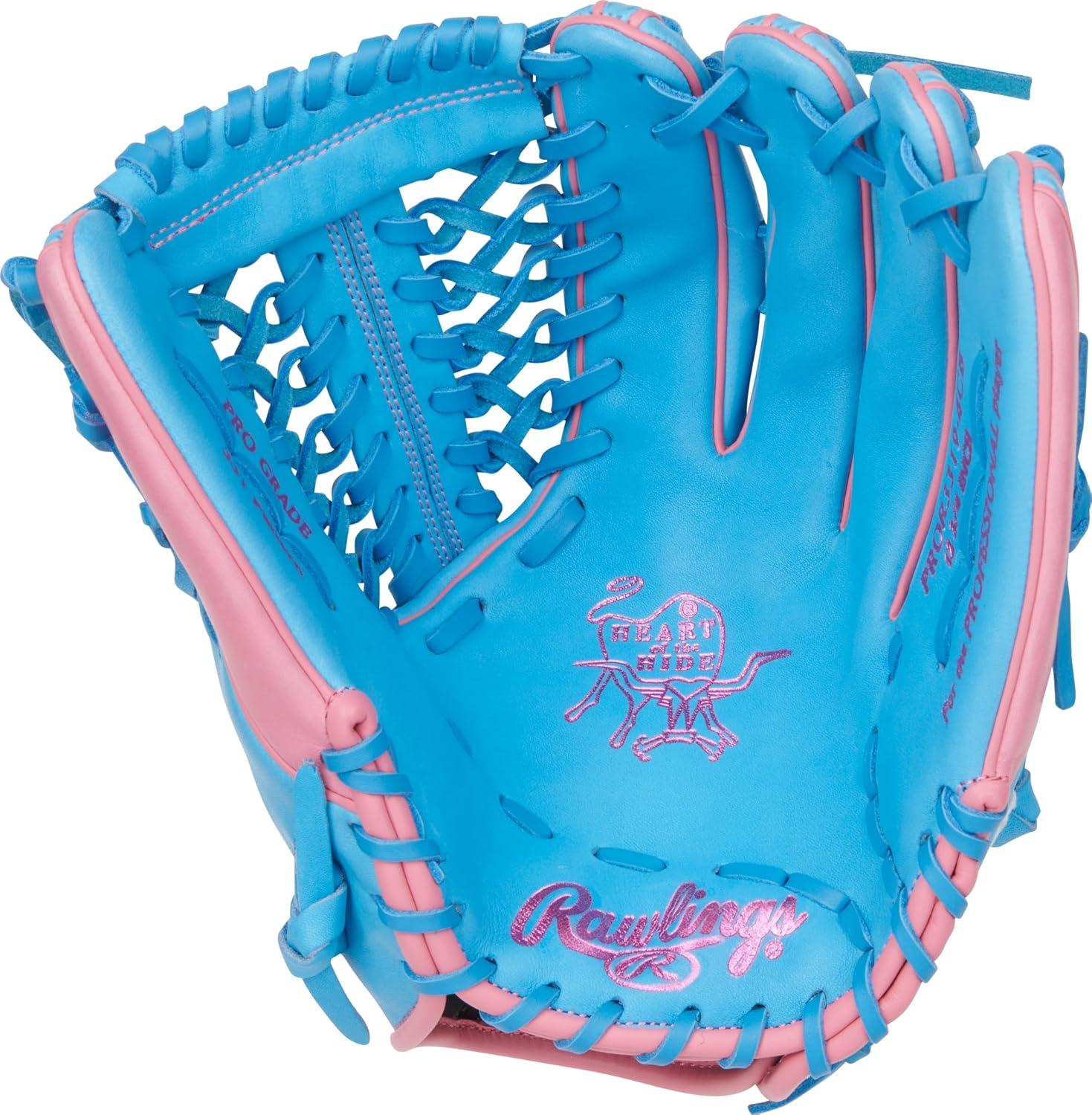 image:imageRawlings Heart of The Hide Baseball Glove Traditional Breakin Sizes 1125 1275 Multiple StylesColumbia Blue Pink Modified TrapEze Web