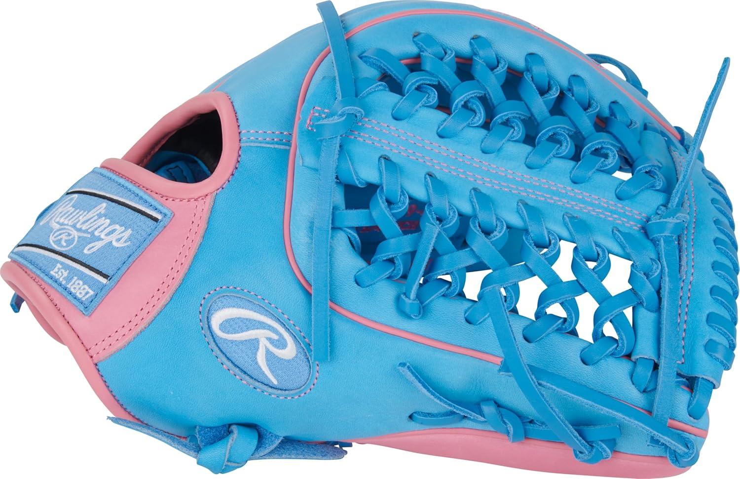 image:imageRawlings Heart of The Hide Baseball Glove Traditional Breakin Sizes 1125 1275 Multiple StylesColumbia Blue Pink Modified TrapEze Web
