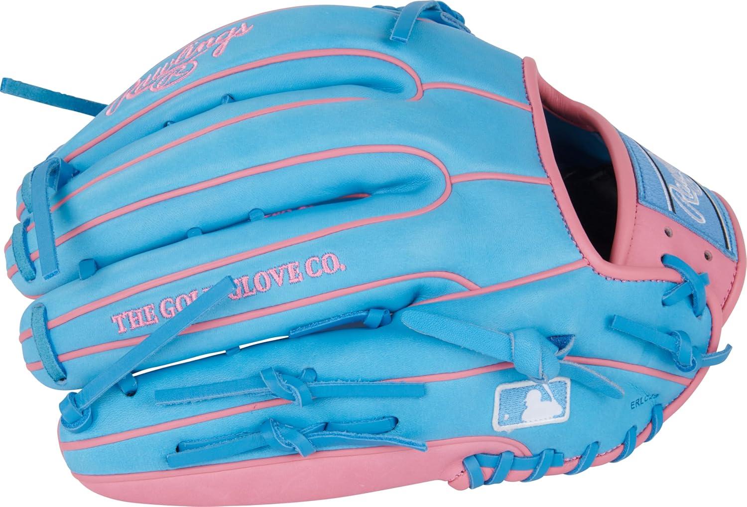 image:imageRawlings Heart of The Hide Baseball Glove Traditional Breakin Sizes 1125 1275 Multiple StylesColumbia Blue Pink Modified TrapEze Web