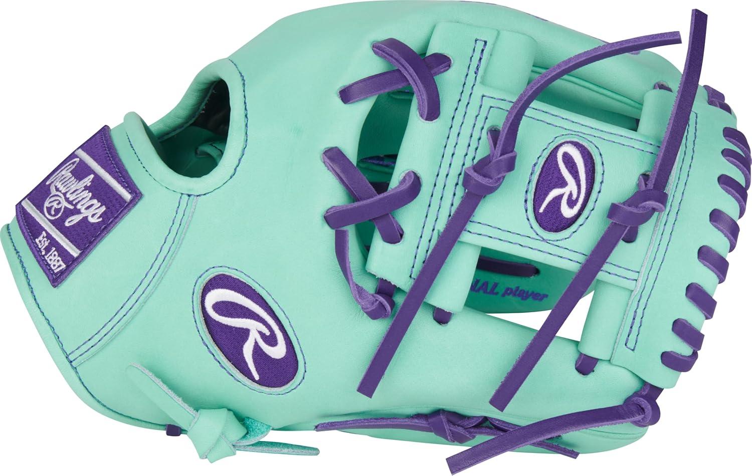 image:imageRawlings Heart of The Hide Baseball Glove Traditional Breakin Sizes 1125 1275 Multiple StylesMint Purple Pro I Web