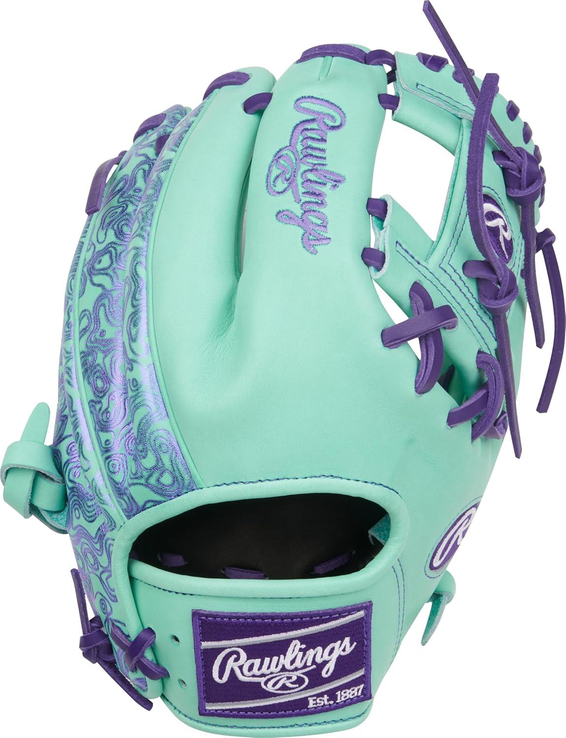 image:imageRawlings Heart of The Hide Baseball Glove Traditional Breakin Sizes 1125 1275 Multiple StylesMint Purple Pro I Web